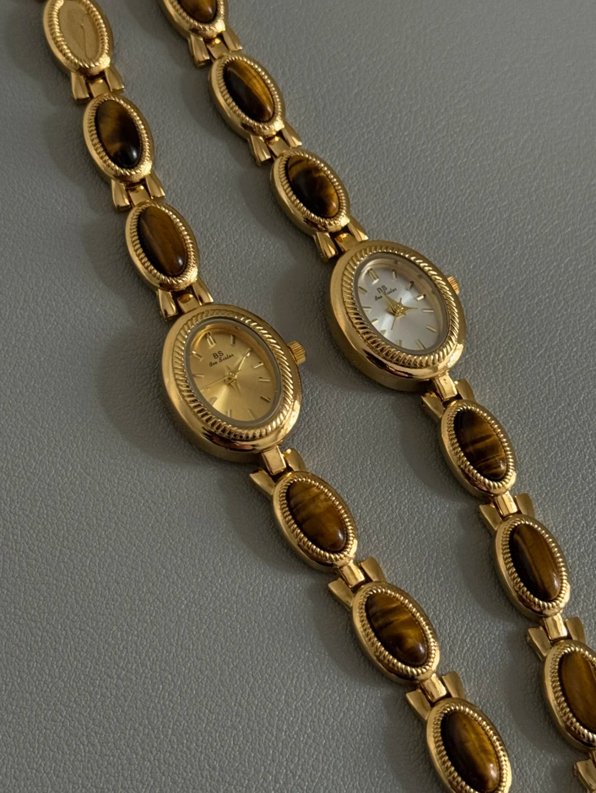 Vintage Style Brown Jade Stone Bracelet Watch