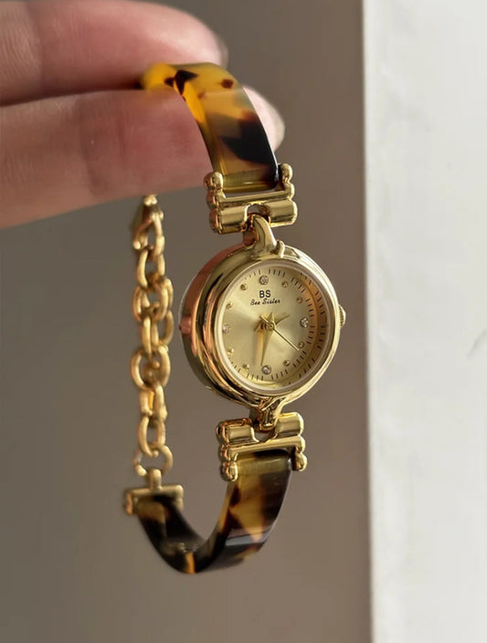 Irregular Resin Chic Round Brown Bracelet Watch