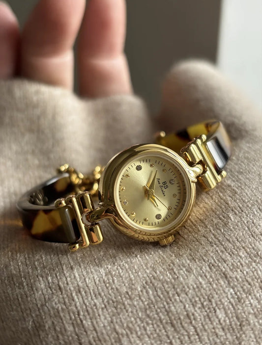 Irregular Resin Chic Round Brown Bracelet Watch