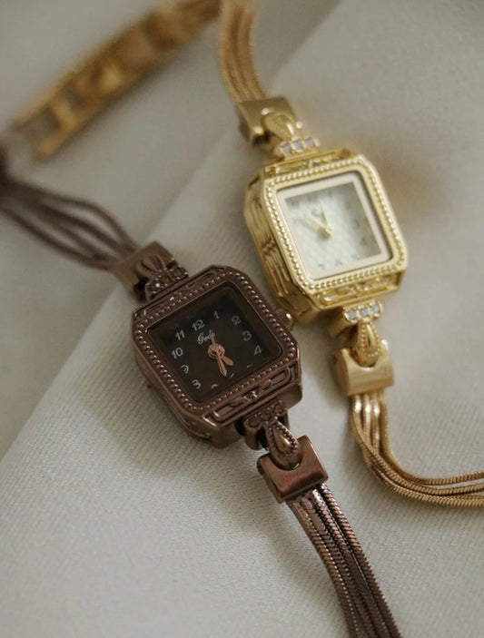Chic Champagne Square Chain Watch for Women