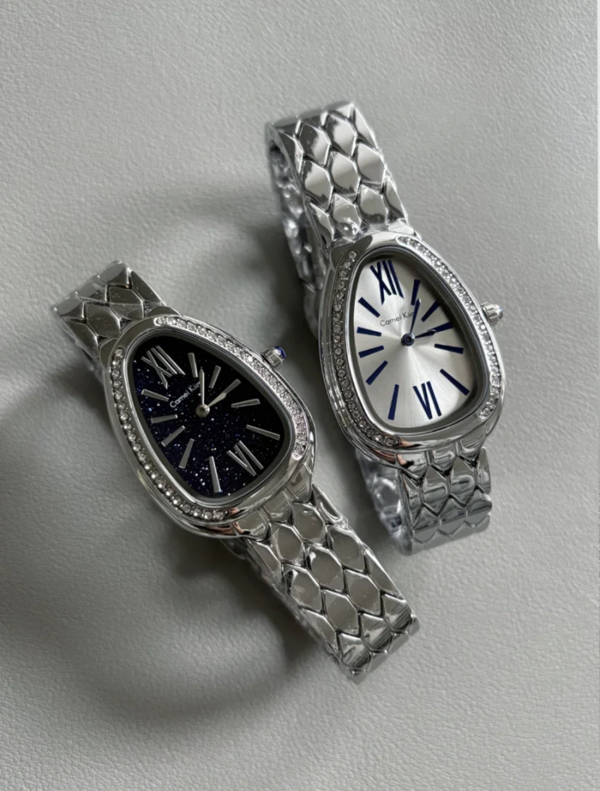 Classic Silver Snake Head Shape Bracelet Watch