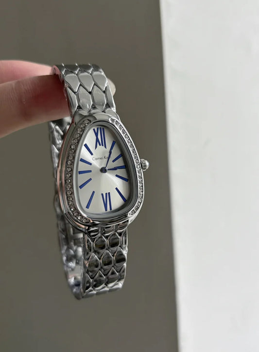 Classic Silver Snake Head Shape Bracelet Watch