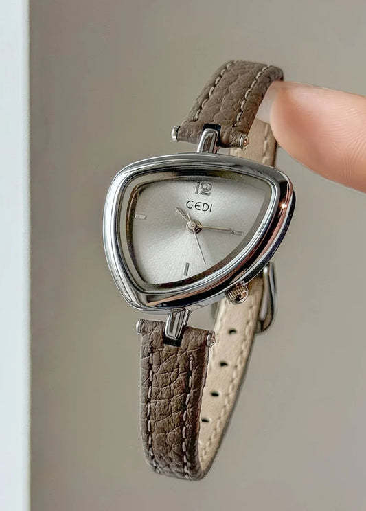 Gentle Grey irregular ladies leather watch