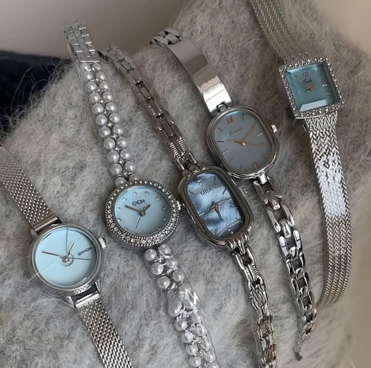 Vintage Blue Dial Series Silver Women's Watch