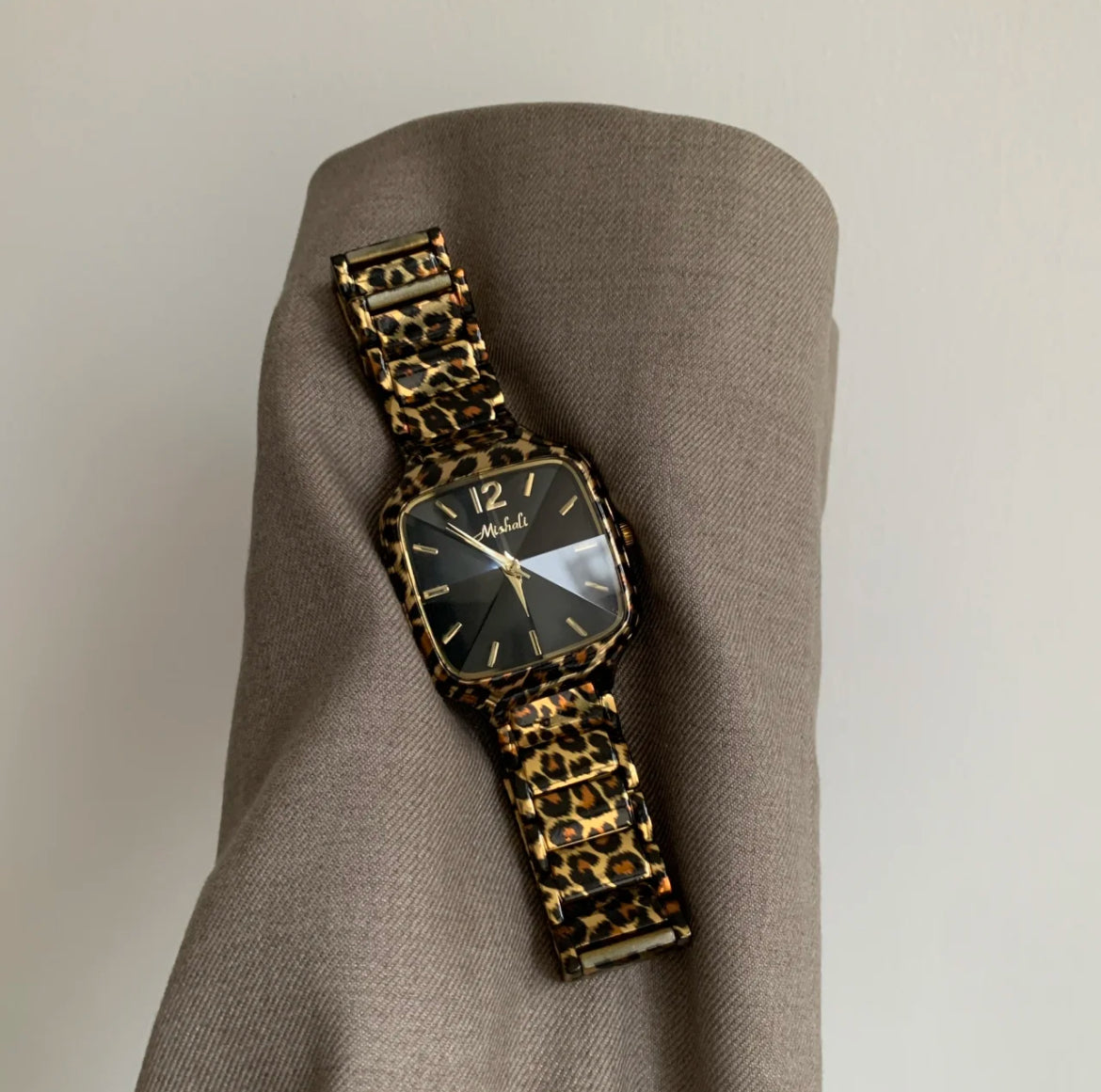 Leopard print square vintage watch