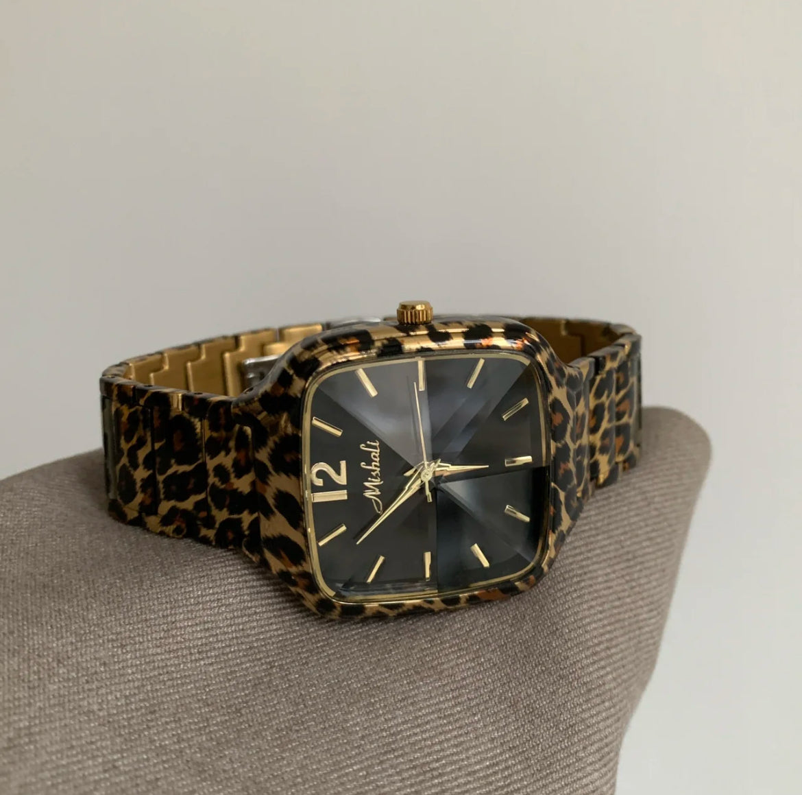 Leopard print square vintage watch