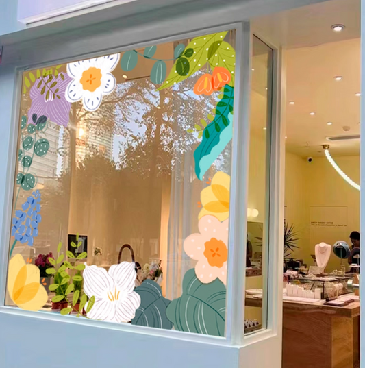 Static Garden view Glass Stickers (no glue)