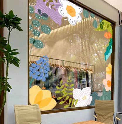 Static Garden view Glass Stickers (no glue)