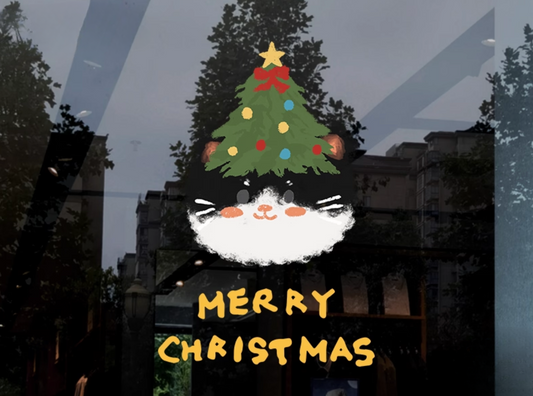 Static Christmas Cat Glass Stickers (no glue)