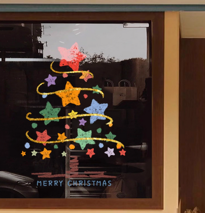 Static Rainbow Christmas Tree Glass Stickers (no glue)