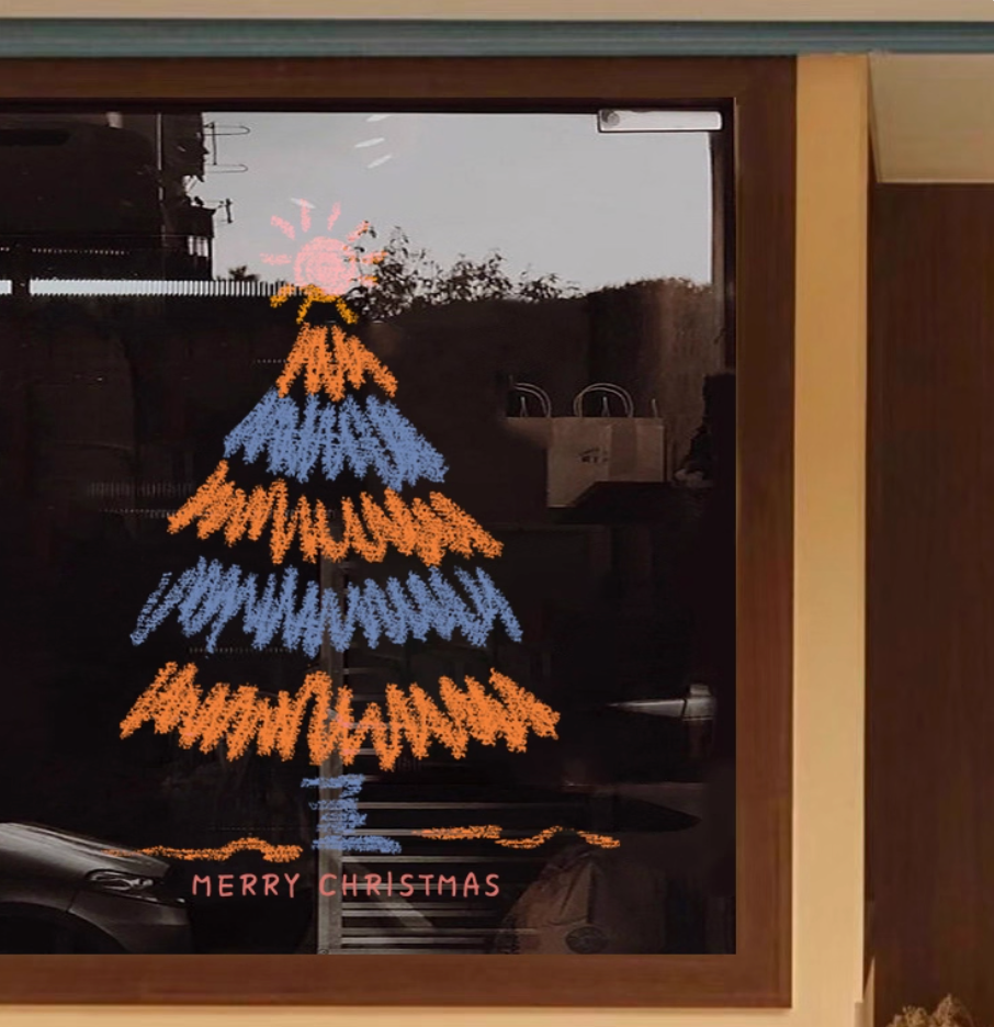 Static Rainbow Christmas Tree Glass Stickers (no glue)