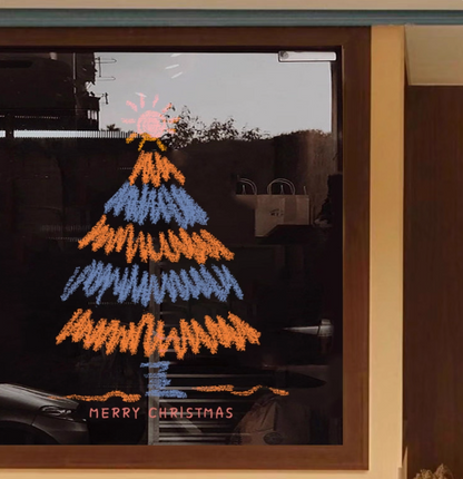 Static Rainbow Christmas Tree Glass Stickers (no glue)