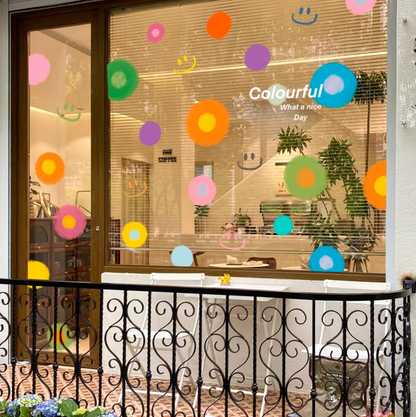 Static Colourful Dots Glass Stickers (no glue)
