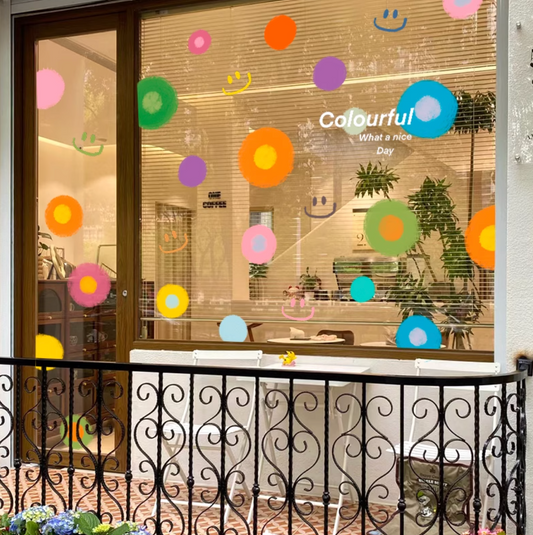 Static Colourful Dots Glass Stickers (no glue)
