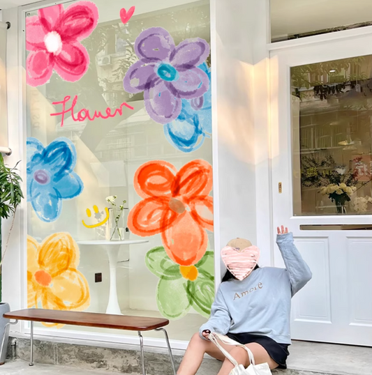 Static Flower Glass Stickers (no glue)