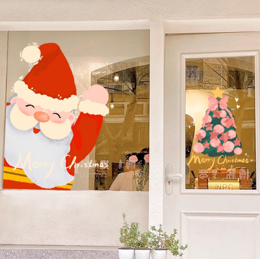 Santa Claus Christmas Static Glass Stickers (no glue)