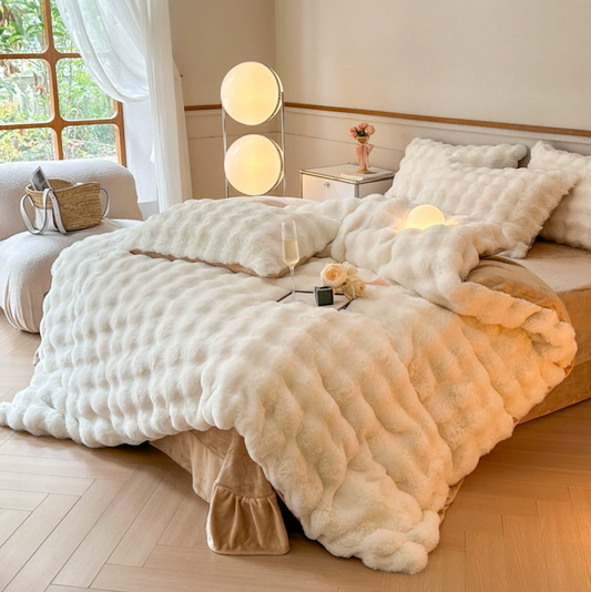 Super Soft Bubble Rabbit Velvet Blankets Multi Purpose All Seasons Air Conditioning Plush Blanket Solid Sofa Cover for Home