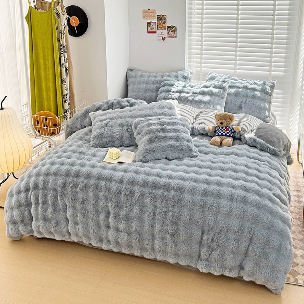 Super Soft Bubble Rabbit Velvet Blankets Multi Purpose All Seasons Air Conditioning Plush Blanket Solid Sofa Cover for Home