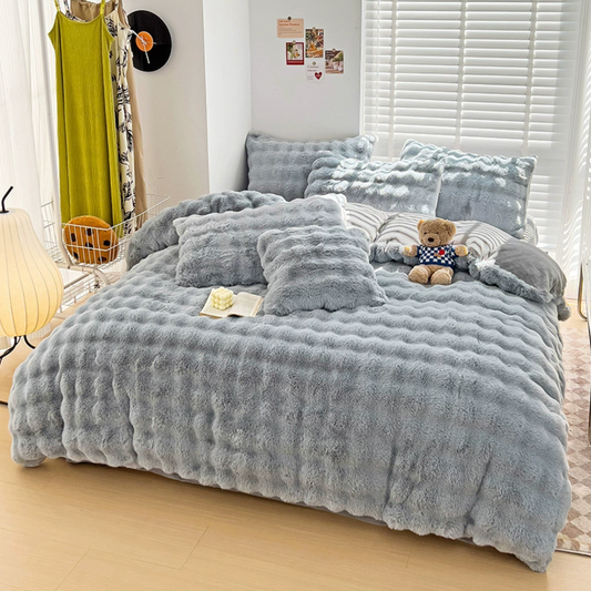 Super Soft Bubble Rabbit Velvet Blankets Multi Purpose All Seasons Air Conditioning Plush Blanket Solid Sofa Cover for Home
