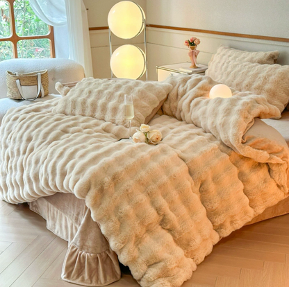 Super Soft Bubble Rabbit Velvet Blankets Multi Purpose All Seasons Air Conditioning Plush Blanket Solid Sofa Cover for Home