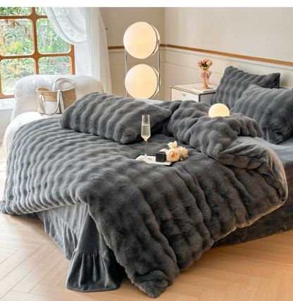 Super Soft Bubble Rabbit Velvet Blankets Multi Purpose All Seasons Air Conditioning Plush Blanket Solid Sofa Cover for Home