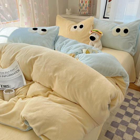 Cute Winter Plush Bed Sheets Set (Fitted sheet）