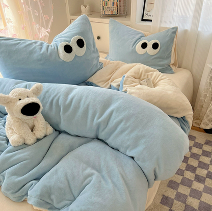 Cute Winter Plush Bed Sheets Set (Fitted sheet）