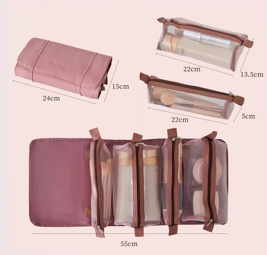 Portable Large Capacity 4 in 1 Makeup Bags Portable Folding Travel Cosmetics Storage Toiletry Bag Detachable Cosmetic Bag
