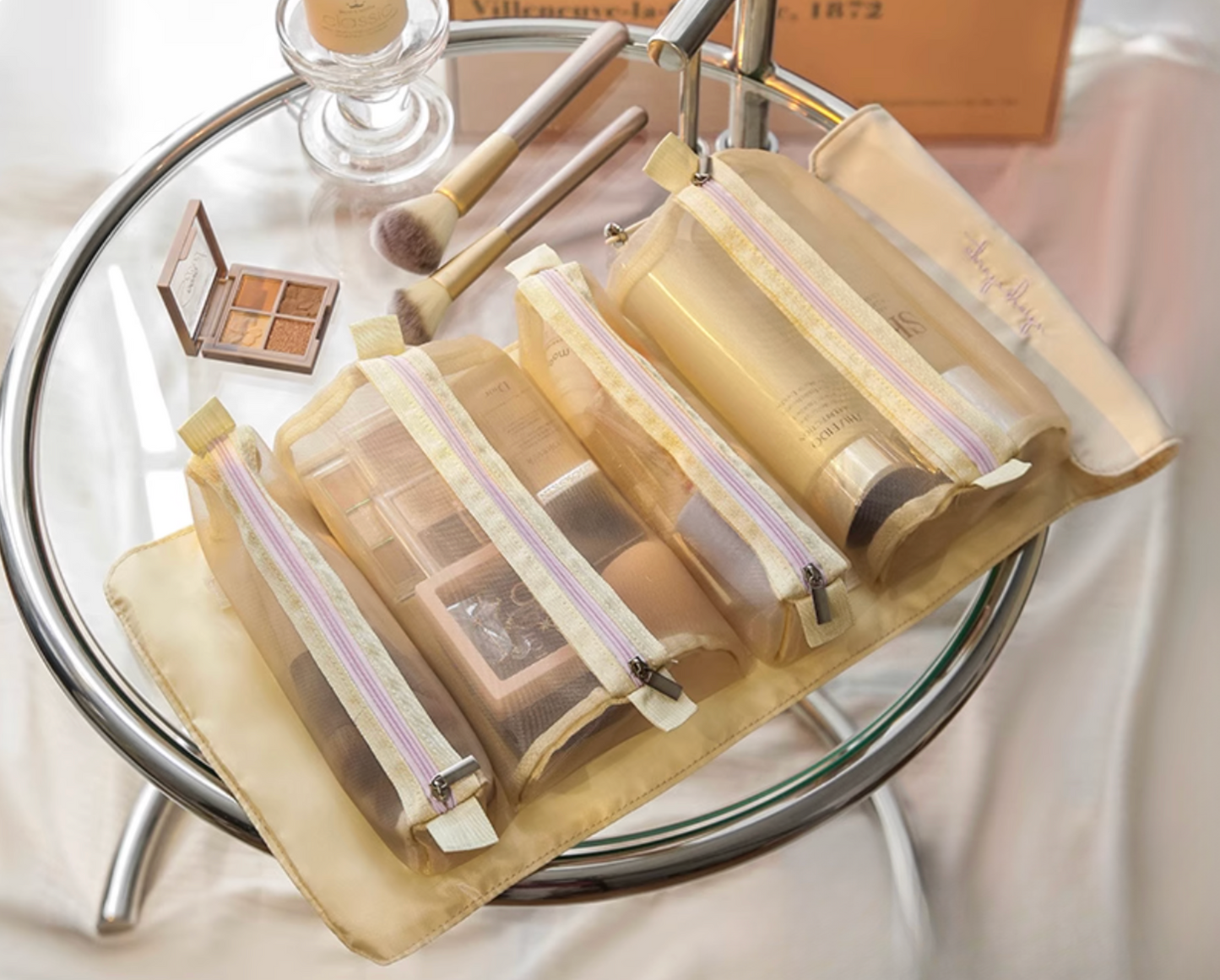 Portable Large Capacity 4 in 1 Makeup Bags Portable Folding Travel Cosmetics Storage Toiletry Bag Detachable Cosmetic Bag