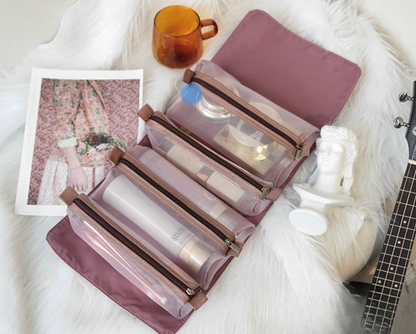 Portable Large Capacity 4 in 1 Makeup Bags Portable Folding Travel Cosmetics Storage Toiletry Bag Detachable Cosmetic Bag