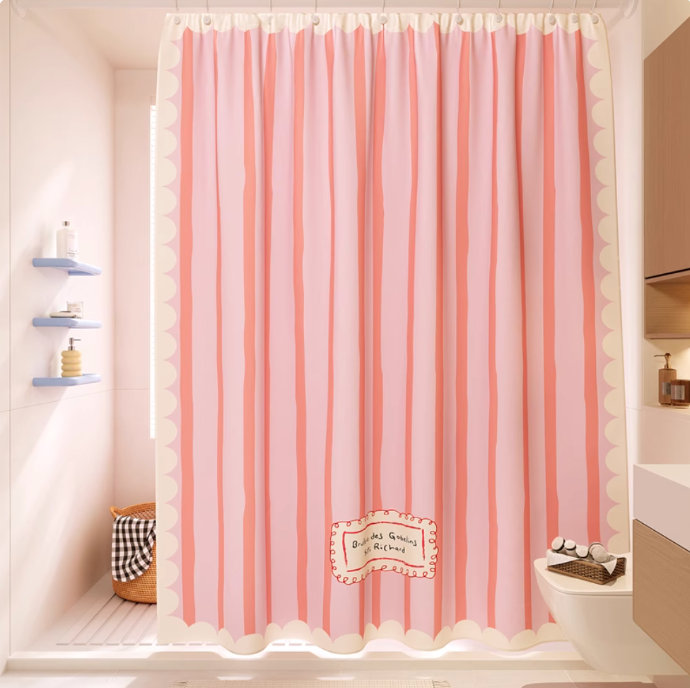 Stripe Shower Curtain (Free hook)