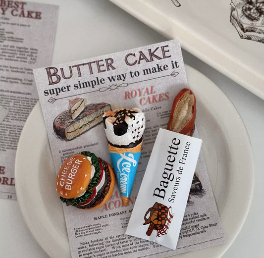 3 PCS Burger, Ice cream, Bread Fridge Magnet Set