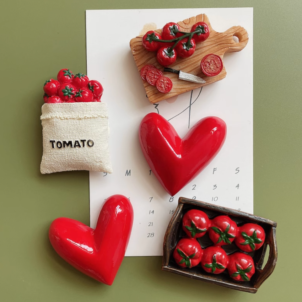 5 Pcs Bionic Food Fridge Magnet 3d Creative Simulation Food Tomato Cute Refrigerator Magnetic Stickers Photo Magnetic Sticker Decoration
