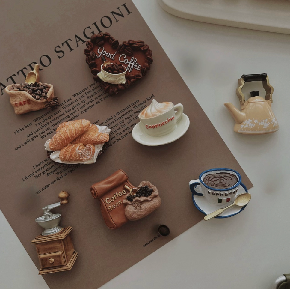 8 PCS Coffee Fridge Magnet Set