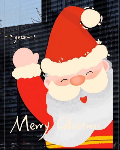 Santa Claus Christmas Static Glass Stickers (no glue)