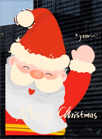 Santa Claus Christmas Static Glass Stickers (no glue)
