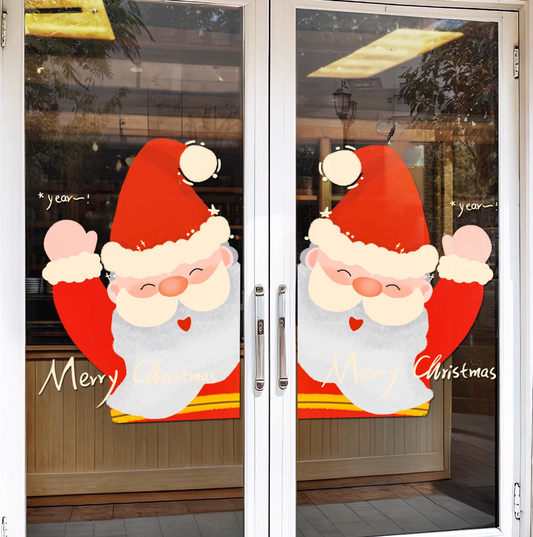 Santa Claus Christmas Static Glass Stickers (no glue)