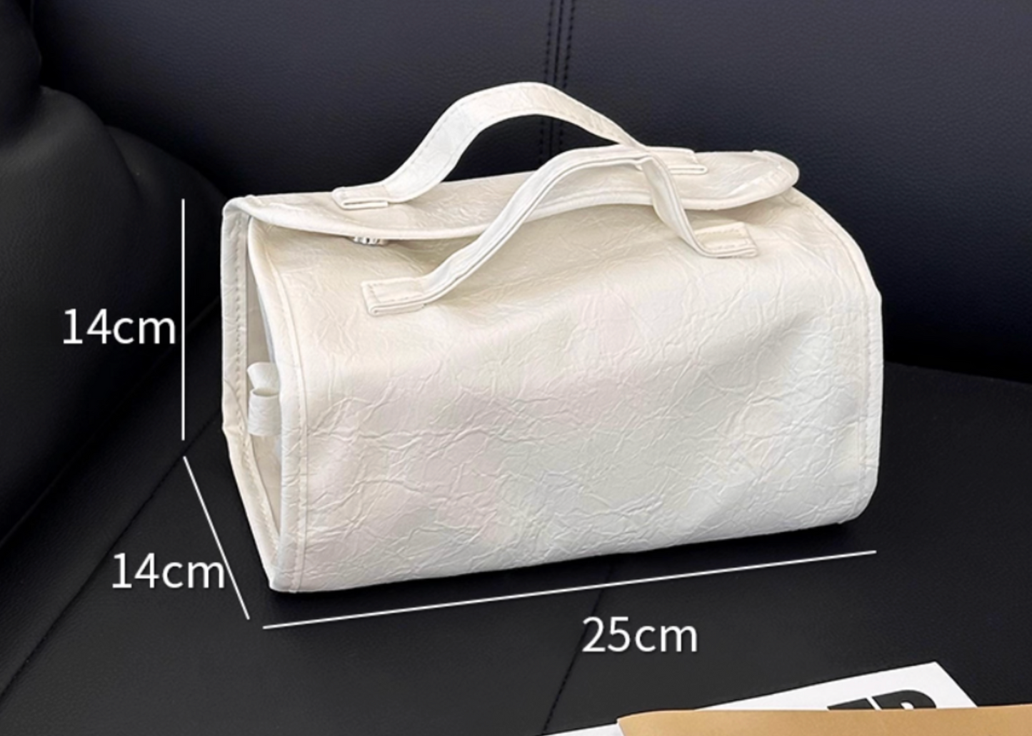 Foldable Leather Travel Cosmetic Bag Large Capacity Portable Women Makeup Case Waterproof Toiletry Makeup Organizer Storage Bag With Handle