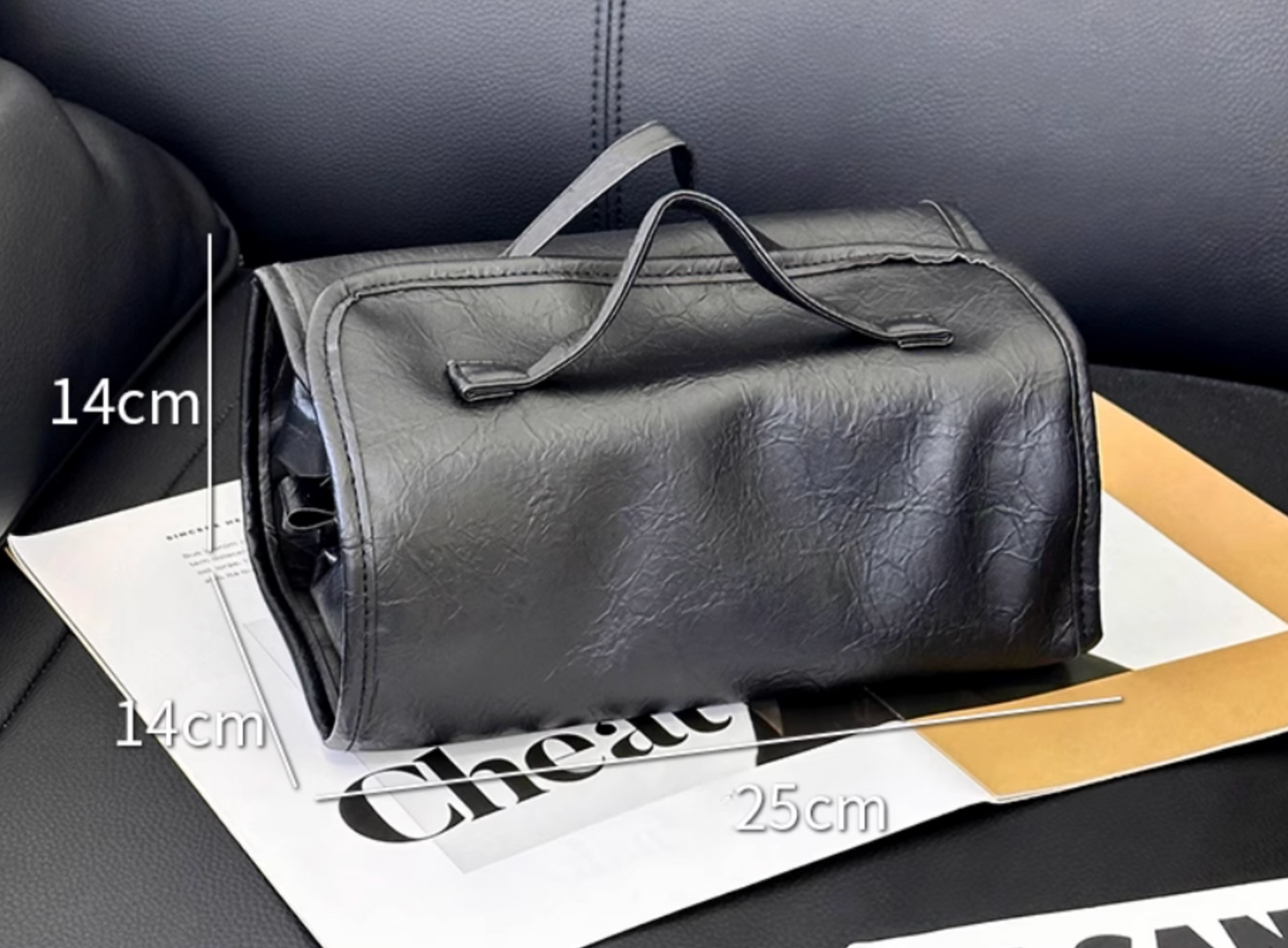 Foldable Leather Travel Cosmetic Bag Large Capacity Portable Women Makeup Case Waterproof Toiletry Makeup Organizer Storage Bag With Handle