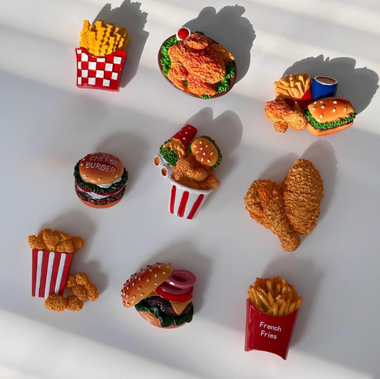 9 Pcs Food Fridge Magnets Hot Dog French Fries Pizza refrigerator Paste Egg Bread Hamburger Corn Fridge Sticker home decor