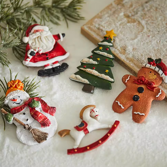 Vintage style Christmas fridge magnets handcrafted resin Santa Claus Christmas tree gingerbread man DIY craft decorations Christmas tree ornaments New Year's gift