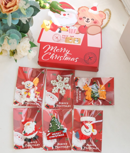 6 Pcs New Year Christmas Refrigerator Sticker Gift Stereo Window Sticker Decoration Christmas Decoration Refrigerator Magnet parts