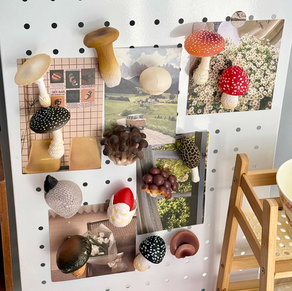 12 PCS Simulated Mushroom Fridge Magnet Set Creative Home Decor Realistic Fungus Magnetic Stickers