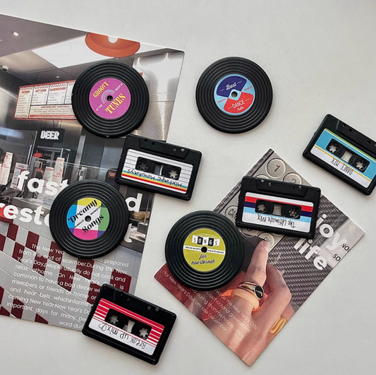 Vintage Vinyl Records Refrigerator Magnets Set