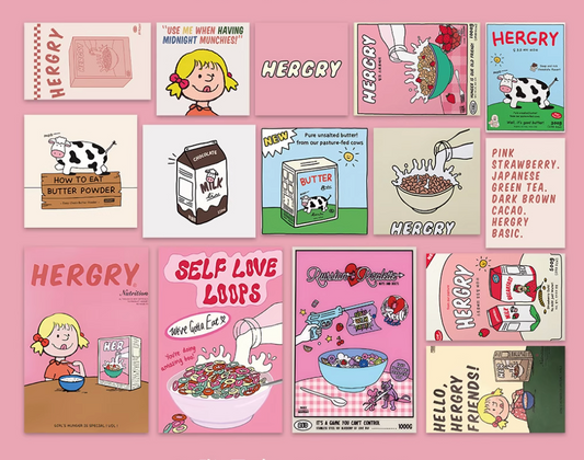 Korean Hergry Girl Wall Decoration Card, Refrigerator Sticker