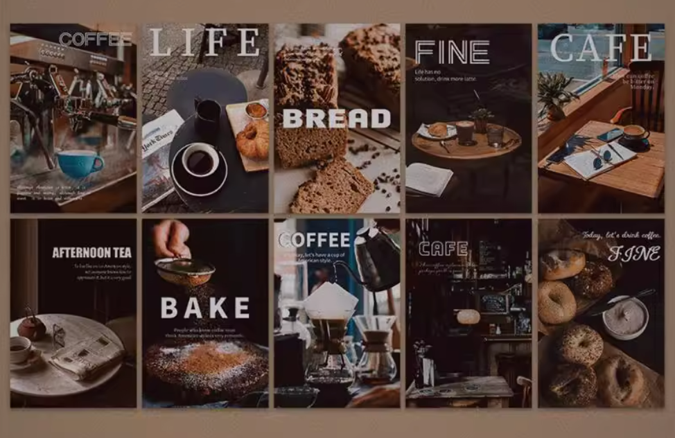 10 PCS Coffee Bread Wall Collage Kit Dorm Decor Prints Teens Stationery Gift