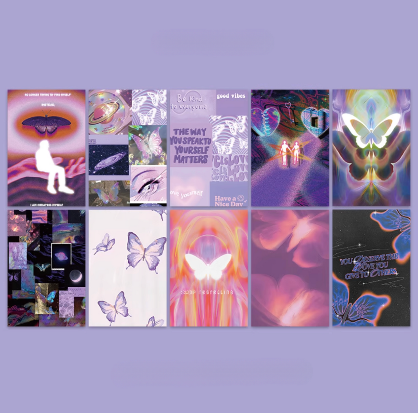 10 PCS Psychedelic Butterfly Wall Collage Kit Aesthetic Pictures Room Decoration,Gift Postcards Set, Nordic Wall Art Poster For Teen Girls