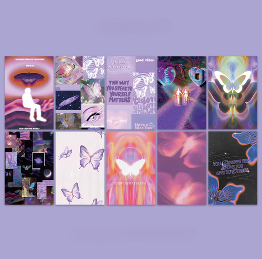 10 PCS Psychedelic Butterfly Wall Collage Kit Aesthetic Pictures Room Decoration,Gift Postcards Set, Nordic Wall Art Poster For Teen Girls