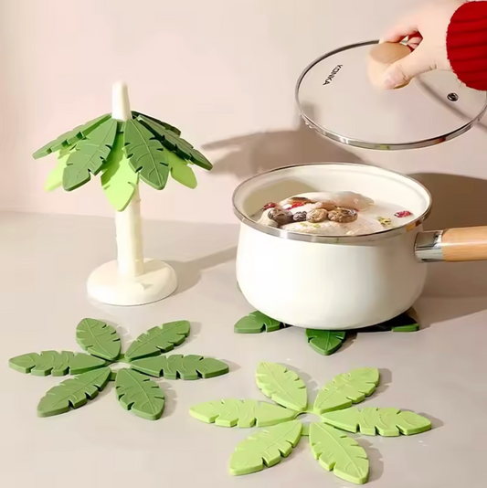 Creative Tree Coasters for Hot Dishes Heat-Resistant Tree Shape Trivet Set Silicone Mats For Dining Counter Dish Cookware Table
