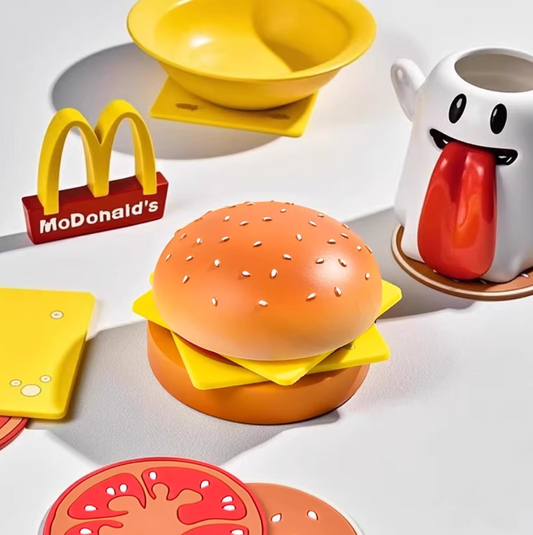 Silicone Coaster Set Cute Hamburger Mug Mat Heat Resistant Cup Pad Tea Coffee Drinks Placemats Home Decor Kitchen Accessories